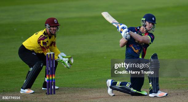 Jimmy Neesham of Kent bats during the NatWest T20 Blast match between Somerset and Kent at The Cooper Associates County Ground on August 12, 2017 in...