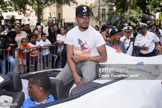 Chance the Rapper attends the 88th Annual Bud Billiken Parade on August 12, 2017 in Chicago, Illinois.