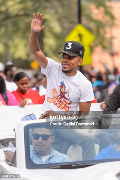 Chance the Rapper attends the 88th Annual Bud Billiken Parade on August 12, 2017 in Chicago, Illinois.