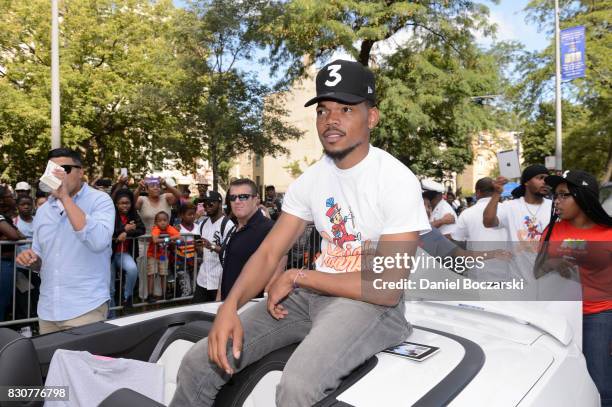 Chance the Rapper attends the 88th Annual Bud Billiken Parade on August 12, 2017 in Chicago, Illinois.