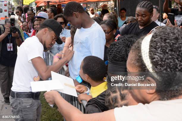 Chance the Rapper attends the 88th Annual Bud Billiken Parade on August 12, 2017 in Chicago, Illinois.