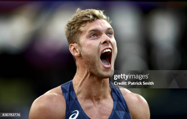 Kevin Mayer of France competes in the Men's Decathlon Javelin during day nine of the 16th IAAF World Athletics Championships London 2017 at The...