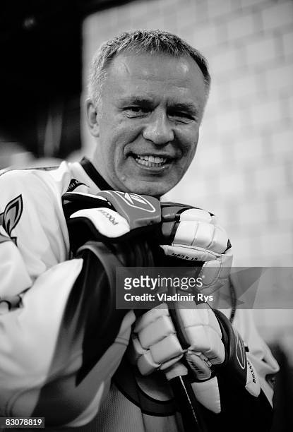 Russian ice hockey legend Viacheslav Fetisov is seen prior to the Victoria Cup Legends Match between Switzerland and Russia at the PostFinance Arena...