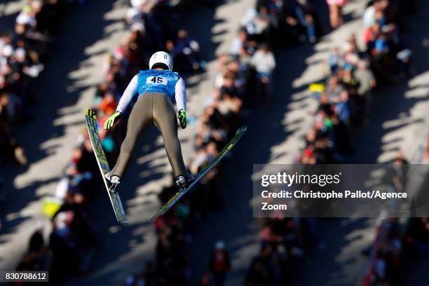 Piotr Zyla of Poland in action during the Men's HS 132 at the FIS Grand Prix Ski Jumping on August 12, 2017 in Courchevel, France.