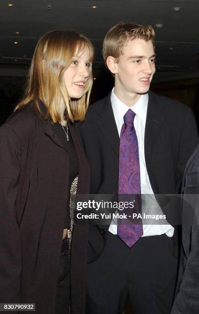 Prime Minister's son Euan Blair and friend, Ali, during a press reception at the Washington Hotel in London, ahead of the premiere of 'Iris' at the...