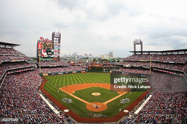 General view the game between the Philadelphia Phillies and Milwaukee Brewers during Game 1 of the NLDS Playoffs at Citizens Bank Ballpark on October...