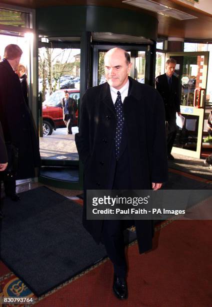 Sir Ronnie Flanagan, Chief Constable of the Police Service of Northern Ireland, arrives at the Silver Birch Hotel in Omagh, to meet with relatives of...