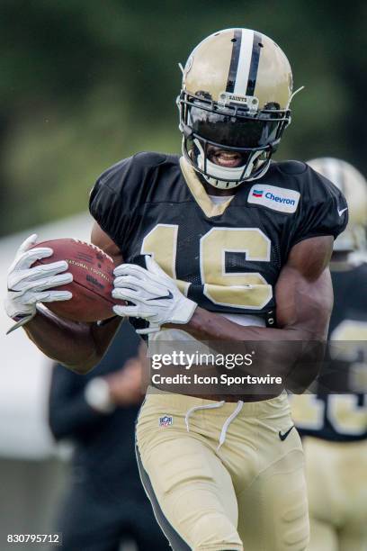 New Orleans Saints wide receiver Brandon Coleman works out during Training Camp on August 12 at the Ochsner Sports Performance Center in Metairie, LA.