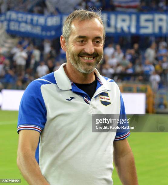 Marco Giampaolo head coach of Sampdoria during the TIM Cup match between UC Sampdoria and Foggia at Stadio Luigi Ferraris on August 12, 2017 in...