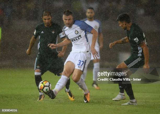 Milan Skriniar of FC Internazionale in action during the Pre-Season Friendly match between FC Internazionale and Real Betis at Stadio Via del Mare on...