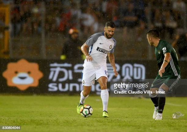 Antonio Candreva of FC Internazionale in action during the Pre-Season Friendly match between FC Internazionale and Real Betis at Stadio Via del Mare...