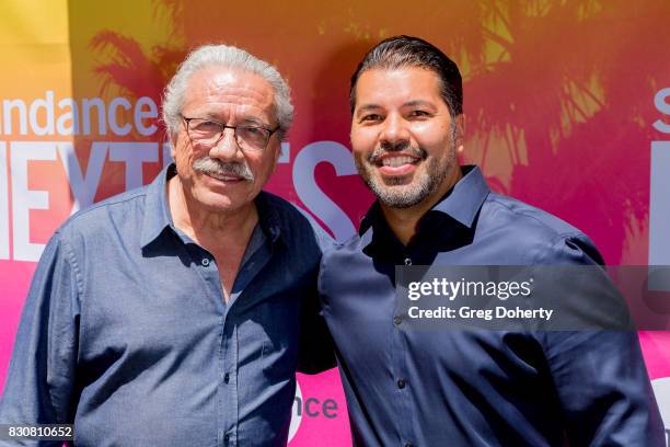 Actors Edward James Olmos and Sal Velez Jr. Arrive for the 2017 Sundance NEXT FEST at The Theater at The Ace Hotel on August 12, 2017 in Los Angeles,...