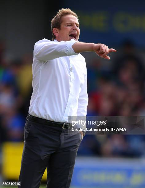 Neal Ardley manager of AFC Wimbledon during the Sky Bet League One match between A.F.C. Wimbledon and Shrewsbury Town at The Cherry Red Records...