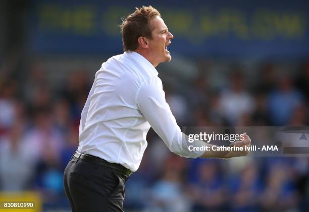 Neal Ardley manager of AFC Wimbledon during the Sky Bet League One match between A.F.C. Wimbledon and Shrewsbury Town at The Cherry Red Records...