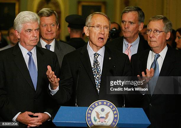 Senate Banking Committee Chairman Sen. Chris Dodd , Sen. Max Baucus , Senate Majority Leader Sen. Harry Reid , Sen. Judd Gregg and Senate Minority...
