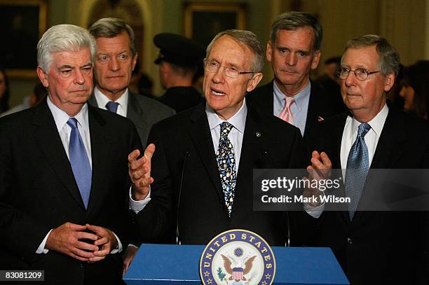 Senate Banking Committee Chairman Sen. Chris Dodd , Sen. Max Baucus , Senate Majority Leader Sen. Harry Reid , Sen. Judd Gregg and Senate Minority...