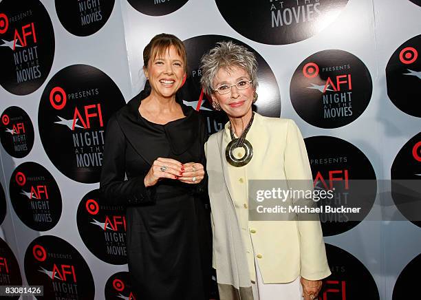 Actress Annette Bening and actress/singer Rita Moreno arrive at AFI's Night At The Movies presented by Target held at ArcLight Cinemas on October 1,...