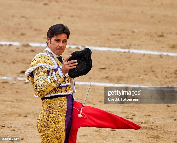 Spanish bullfighter Francisco Rivera Ordonez 'Paquirri' looks on during a bullfighting as part of the La Peregrina Festival at Plaza de Pontevedra...