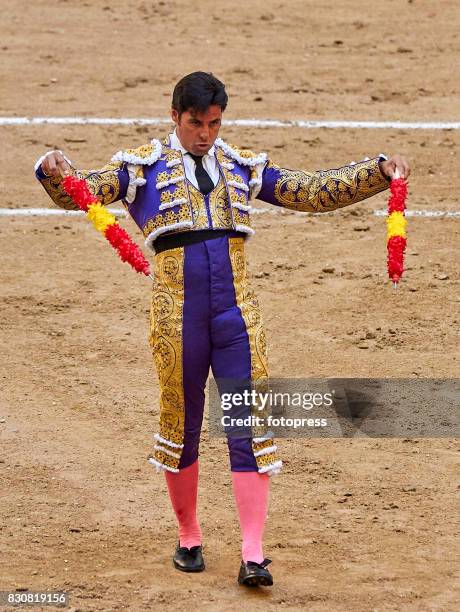 Spanish bullfighter Francisco Rivera Ordonez 'Paquirri' looks on during a bullfighting as part of the La Peregrina Festival at Plaza de Pontevedra...
