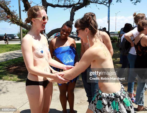 Participants at Chicago SlutWalk on August 12, 2017 in Chicago, Illinois.