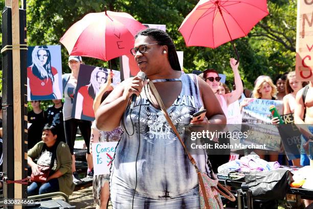 Lasaia Wade attends Zioness Movement Marches with Chicago SlutWalk on August 12, 2017 in Chicago, Illinois.