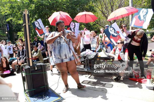 Lasaia Wade attends Zioness Movement Marches with Chicago SlutWalk on August 12, 2017 in Chicago, Illinois.