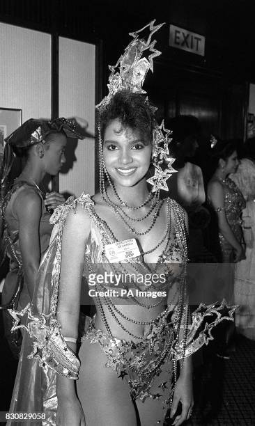 Star-spangled MIss USA, Halle Berry at the London Hilton Hotel, where Miss World contestants attended a Variety Club of Great Britain luncheon...
