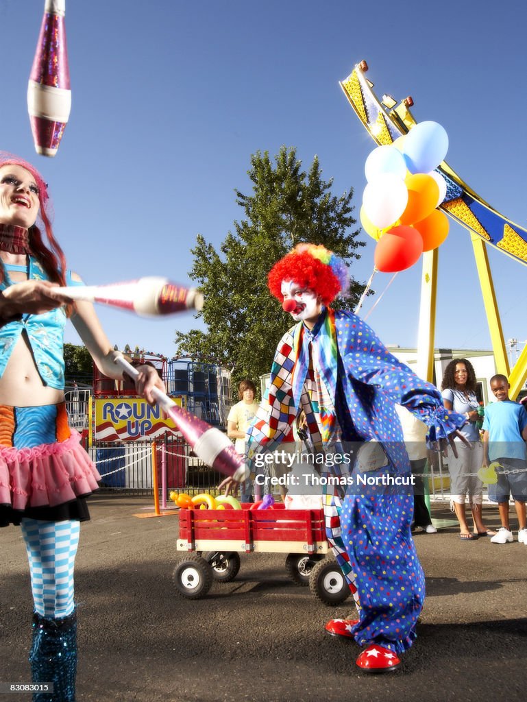 Performers at an amusement park