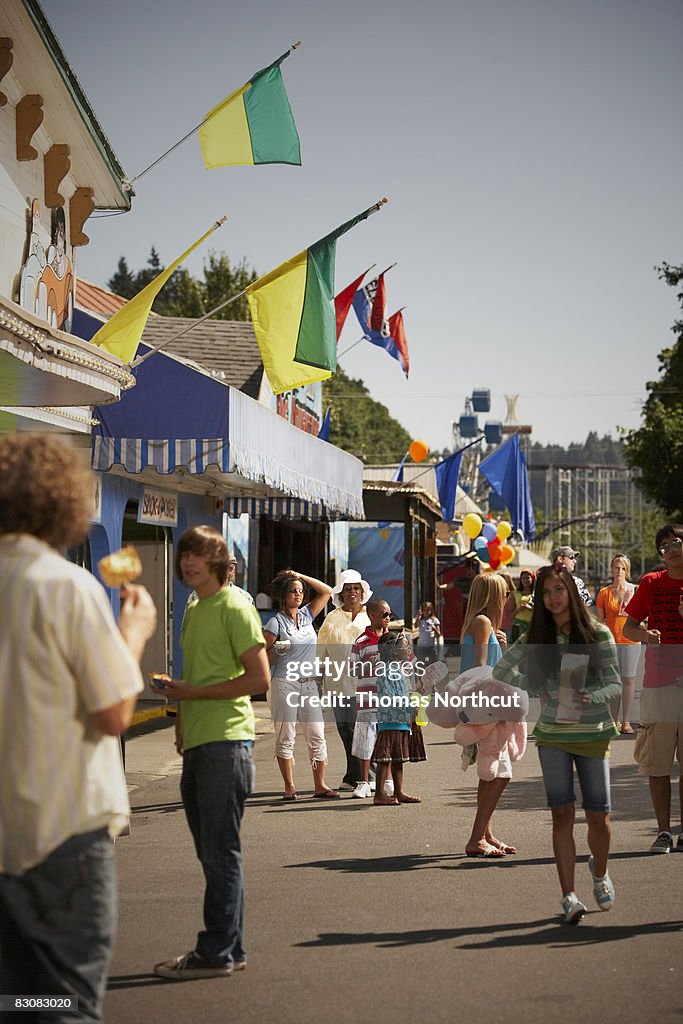 People at amusement park