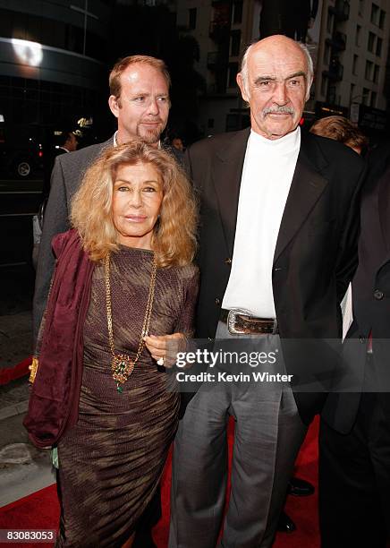 Jason Connery, Micheline Roquebrune, and actor Sir Sean Connery arrive at AFI's Night At The Movies presented by Target held at ArcLight Cinemas on...