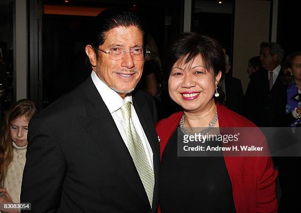 Chairman of Universal Media Carl Ruderman and President of Raffle Hotels & Resorts Diana Ee Tan attend the Raffles Hotels & Resorts and Elite...