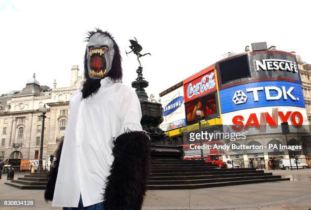 Werewolf makes an appearance during a photocall in Piccadilly Circus, London, to celebrate the 21st anniversary of 'An American Werewolf in London'.
