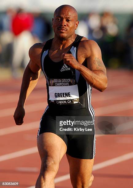 Maurice Greene wins first-round heat of 100 meters in 10.12 in the USA Track & Field Championships at the Home Depot Center in Carson, Calif. On...