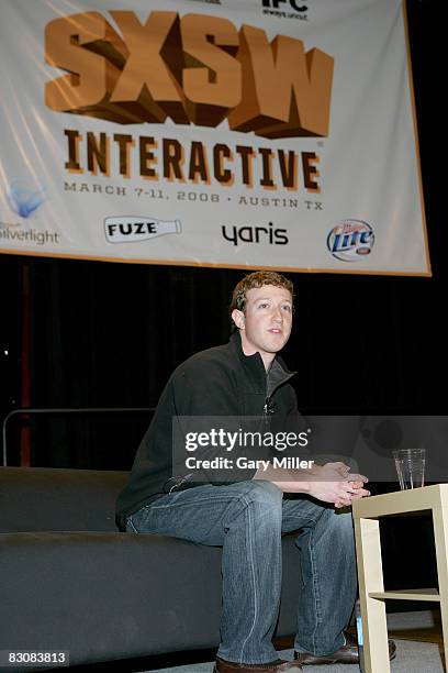 Mark Zuckerberg gives the keynote address at the South By Southwest Interactive Festival on March 9th, 2008 in Austin, Texas.