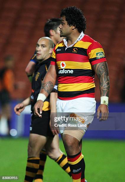 Sione Lauaki of Waikato walks to the sideline after recieving a yellow card during the Air New Zealand Cup match between Waikato and Taranaki at...