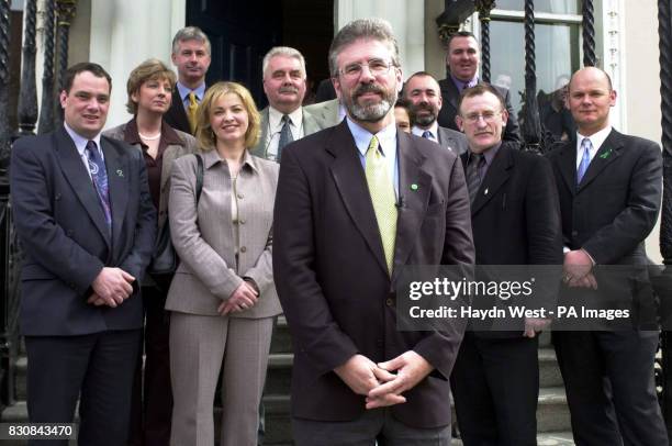 Sinn Fein President Gerry Adams MP outside Mansion House in Dublin where he spoke at the launch of the party's Dublin candidates for the general...