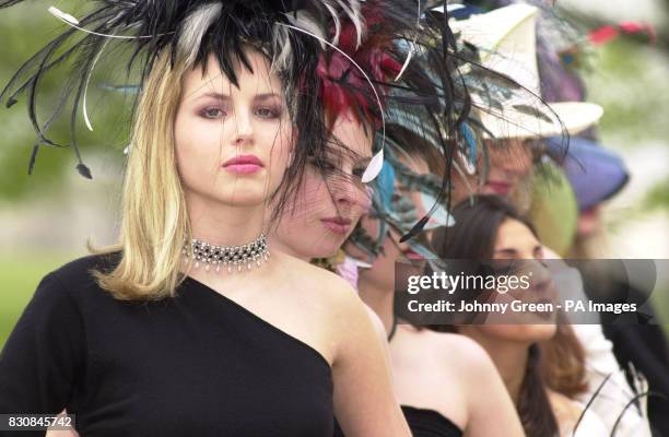 Isabelle Coaten left, from London, leads the way for the debutantes season with fellow debutante models in London's Hyde Park, close to The...