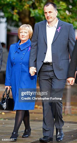 Melanie and Stephen Jones, parents of murdered schoolboy Rhys Jones, arrive for the start of the trial of Sean Mercer, age 18, accused of their son's...