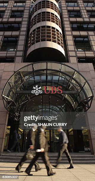 Branch is pictured in London, on October 2, 2008. Shares in Switzerland's biggest bank UBS were the biggest risers on the Zurich stock exchange on...