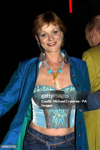 Actress Samantha Bond arrives at the aftershow party in the Astoria, London for the 'We Will Rock You' musical premiere. The musical co-written by...
