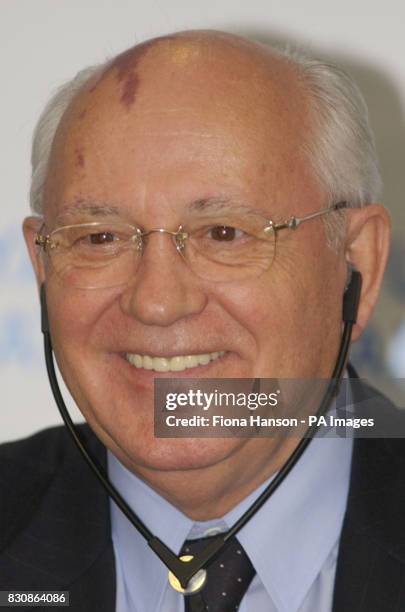 Former Soviet Union president Mikhail Gorbachev speaking at the Royal Institute of International Affairs at Chatham House in London. He called on the...