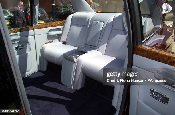 The rear interior of the Bentley state limousine which is to presented to Britain's Queen Elizabeth II. The car is a Golden Jubilee gift to The Queen...