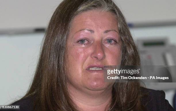 Tearful Mrs Ruth Halliday during a news conference in Basingstoke, where she read out a statement about her murdered son, Tristian Lovelock, whose...