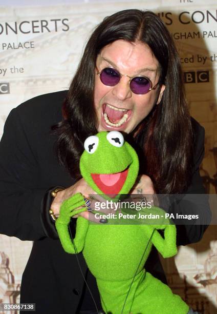 Ozzy Osbourne and Kermit the Frog backstage in the gardens of Buckingham Palace for the second concert to commemorate the Golden Jubilee of Queen...