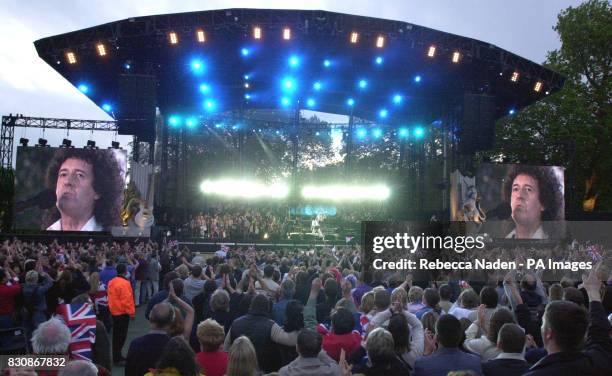 Queen performing at the Golden Jubilee Concert at Buckingham Palace. * 7/8/02: According to a 'factfile' released by Buckingham Palace the "Party at...