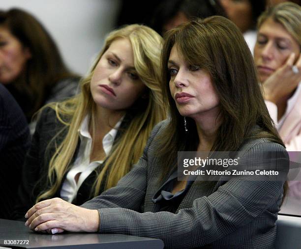 Barbara Berlusconi and Veronica Lario Berlusconi attend a meeting on ethics at the Bocconi University on October 2, 2008 in Milan, Italy. The theme...