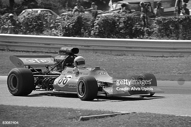 Graham McRae in his Leda GM1 on way to winning Heat One of the Formula 5000 Road America Grand Prix held on July 16, 1972 at Elkhart Lake, Wisconsin.