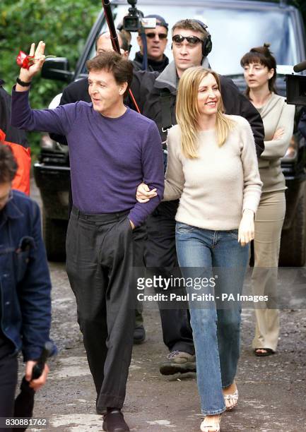 Former Beatle Sir Paul McCartney and his bride Heather Mills pose for photographers, outside Castle Leslie, in Glaslough, County Monaghan, Ireland,...