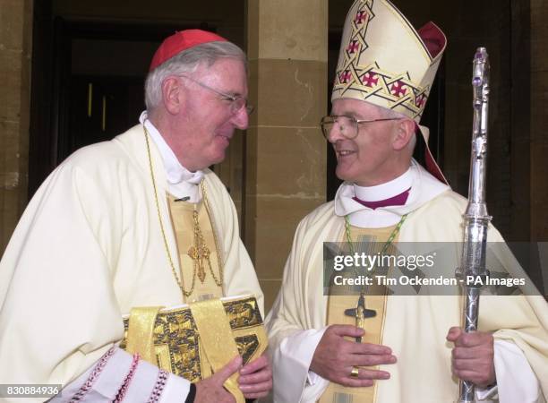 Cardinal Cormac Murphy-O'Connor with new Armed Forces Bishop, Thomas Burns from Belfast after his ordination at the Cathedral Church of Saint Michael...