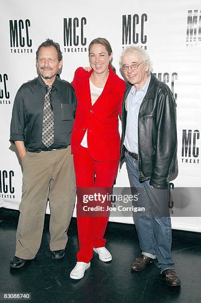Playwright Michael Weller, actress Elizabeth Marvel and director Austin Pendleton attend a celebration for MCC Theater's "50 Words" at the Telsey and...